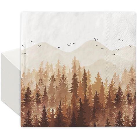 PRICES MAY VARY. THE PACKAGE INCLUDES: 80 counts fall theme paper napkins with misty forest design, they will offer sufficient quantity and exquisite design to meet your various needs on different parties and dinner tables. FALL THEME: Our paper napkins featuring autumn theme, patterned with birds, mountains and misty forest, elegant and delicate, will nicely increase the fun and seasonal atmosphere, great supplies for daily and party use. QUALITY MATERIAL: Made of premium paper material, soft, Napkins For Wedding, Autumn Paper, Misty Forest, Fall Theme, Autumn Nature, Woodland Theme, Paper Material, Fall Party, Forest Design