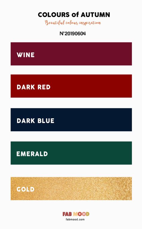 Pretty Autumn Color Palette { Wine + Dark Red + Dark Blue + Emerald and Gold }A pretty colour palette. Colors of autumn, fall color inspiration, colours Deep Autumn Color Palette, Autumn Color Palette, Christmas Color Palette, Travel Motivation, Gold Color Palettes, Blue Emerald, Red Colour Palette, Color Schemes Colour Palettes, Deep Autumn