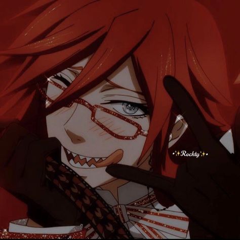 #grell #grellsutcliff #blackbutlericons #sebastianmichaelis #icons #iconsanime #anime #glitter #aesthetic #kuroshitsuji Grell Sutcliff, Glitter Aesthetic, Im In Love, In Love, Glitter, Fan Art, Fan, Red, Hair