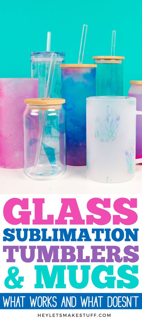 Glass Mason Jar Tumbler Ideas, Frosted Glass Tumbler Design Ideas, How To Make Glass Tumblers, What Is Sublimation, Sublimated Glass Tumbler, Glass Printing Design, Glass Sublimation Tumbler, Sublimation On Glass Mugs, Sublimating Tumblers