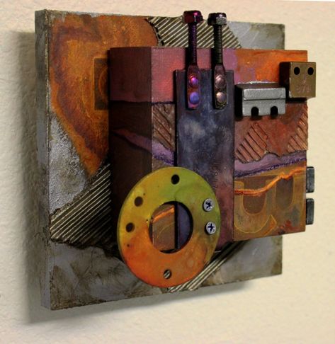 CAROL NELSON FINE ART BLOG: Mixed media assemblage wall sculpture, "C7", © Carol Nelson Fine Art Modern Abstract Art Geometric, Wood Sculptures, Pen Drawings, Robert Rauschenberg, Metal Sculptures, Modern Art Paintings Abstract, Found Object Art, Collage Art Mixed Media, Junk Art