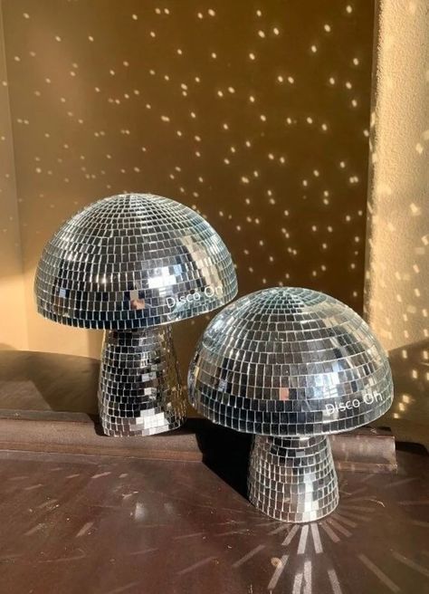 Mushroom Disco Ball, Disco Mushroom, Wedding Party Room, Ball Mirror, Disco Ball Mirror, Disco Decorations, Light Up The Night, Party Room, Ball Lamps