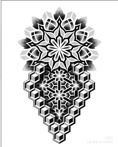 Geometric Tattoo Stencil, Tato Mandala, Dot Work Mandala, Geometric Tattoo Sleeve Designs, Geometric Tattoo Pattern, Trippy Tattoo, Dragon Tattoo Ideas, Dove Tattoo Design, Mandala Hand Tattoos