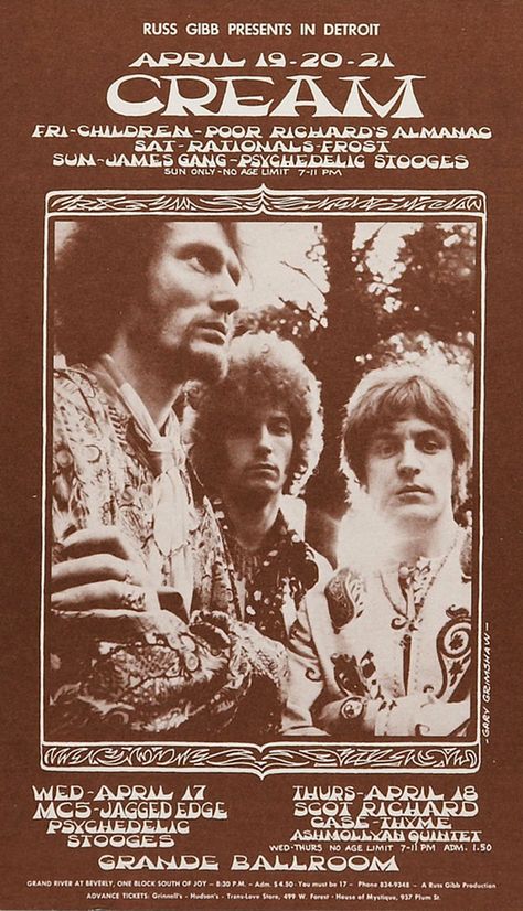 Gang Green concert posters | Share Cream Band, Vintage Concert Posters, Old Rock, Concert Poster, I'm With The Band, Rock Concert, Rock Posters, Vintage Rock, Eric Clapton