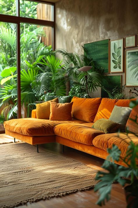 Urban Jungle Bliss 3 Jungle Living Room Ideas, Modern Colourful Living Room, Urban Jungle Living Room, Urban Jungle Interior, Jungle Home, Monochrome Living Room, Seating Room, Urban Living Room, Feeling At Home