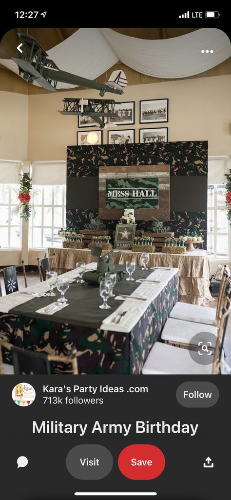 Army Retirement Centerpieces, Military Retirement Party Ideas, 60th Birthday Ideas For Dad, Military Retirement Parties, Retirement Party Ideas, Retirement Ceremony, Army Retirement, Retirement Decorations, Camo Party