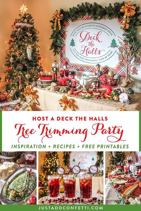 Planning a tree trimming party this holiday season? I’ve got you covered with our Deck the Halls Tree Trimming Holiday Party. This party is full of great ideas and inspiration, some of my family’s favorite recipes, and a bunch of free party printables! #deckthehalls #treetrimming #christmas #christmasparty #JustAddConfetti #freeprintables Intentional Christmas, Tree Trimming Party, Cinnamon Ornaments, Christmas Tree Trimming, Gorgonzola Cheese, Vanilla Coke, Thanks A Latte, Balance Hormones, Diy Ornaments