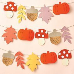 Mushroom Garland, Fall Season Crafts, Hanging Tools, Fall Paper Crafts, Fall Classroom Decorations, Craft Cart, Mushroom Crafts, Autumn Paper, Fall Stuff