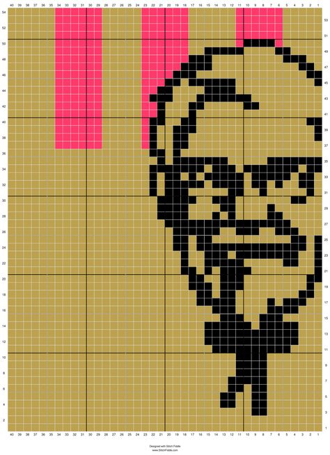 Crochet Chart of the KFC to go bag with Colonel Sanders face. Kfc Logo, Stitch Fiddle, Crochet Graph, Bag Tutorial, Go Bags, Tiktok Video, Alpha Pattern, Bags Tutorial, Alpha Patterns