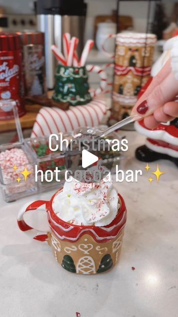 Elaina Zinke on Instagram: "A festive and delicious way to serve hot cocoa for those family (or friend) get togethers! **Comment COCOA to get a link to everything I used 🎅🏻🎄

**Also linked in my LTK (in my bio) under “Christmas Cocoa”🎅🏻🎄

#hotcocoabar #hotchocolatebar #walmartfinds #walmartchristmas #williamssonoma #targetfinds
#holidayhosting #cozychristmas #christmascocoa 
#christmastreats #christmashotchocolate" Christmas Hot Chocolate Station Decor, Hot Chocolate Movie Night, Secret Santa Food Ideas, Hot Cocoa Table Set Up, Hot Chocolate Bar Ideas Holiday Parties, Pretty Hot Chocolate, Christmas Hot Chocolate Ideas, Hot Chocolate Bar Ideas For Christmas, Hot Cocoa Bar Kids