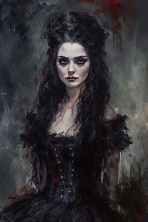 Woman With Dark Hair, Dream Woman, Haunting Beauty, Dark Elegance, Rennaissance Art, Vampire Art, The Haunting, Goth Art, Painting Of Girl