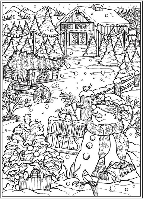 From: Creative Haven Christmas Charm Coloring Book | Dover Publications Dover Coloring Pages, Christmas Colouring Pages, Creative Haven Coloring Books, Christmas Coloring Sheets, Printable Christmas Coloring Pages, Dover Publications, Detailed Coloring Pages, Adult Colouring Pages, Christmas Coloring Books