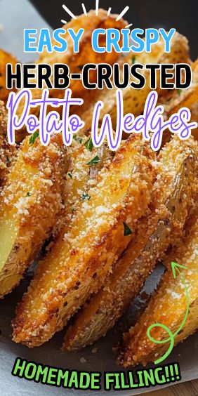 Crispy Herb-Crusted Potato Wedges Baked Potato Wedges Oven Crispy, Parmesan Crusted Potato Wedges, Parmesan Crusted Potatoes, Wedges Recipe, Potato Wedges Recipe, Parmesan Crusted, Potato Wedges, Crispy Potatoes, Fresh Salads