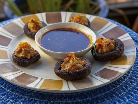 Aarti Sequeira, Ranch Kitchen, Dumpling Skin, Stuffed Mushroom Caps, Flavored Oils, Rice Wine Vinegar, Rice Wine, Oyster Sauce, Oven Racks