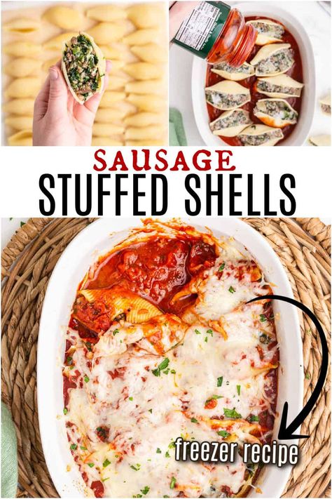 Stuffed Shells With Sausage, Sausage Stuffed Shells, Risotto Dishes, Stuffed Pasta, Shells Recipe, Popular Dinner Recipes, Pasta Shells, Stuffed Shells Recipe, Hamburger Meat Recipes