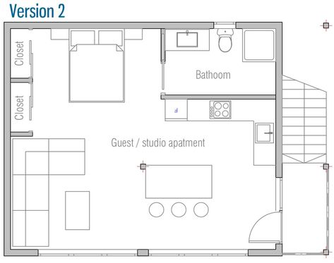 Garage Adu Floor Plans, Carriage House Plans Garage Apartments, Garage Conversion Granny Flat, Garage Adu, Garage Studio Apartment, Duplex Ideas, Garage Apartment Floor Plans, Studio Apartment Floor Plans, Studio Floor Plans