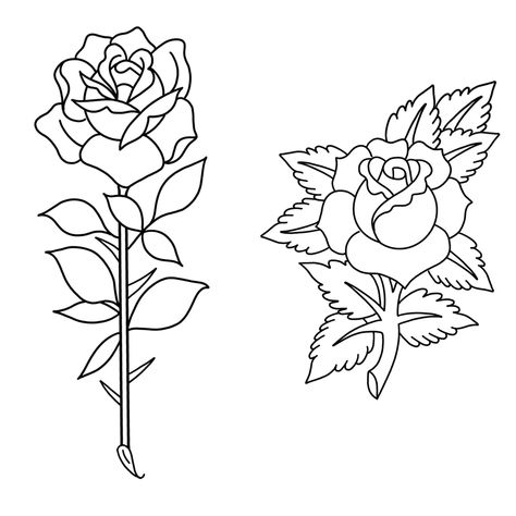 #tattooideas #tattoo #tattooartist #tattooideasformen #tattoosforwomen #tattooart #tattoodesign American Traditional Small Tattoo, Traditional Rose Tattoo Outline, 3 Roses Tattoo Stencil, 3 Roses Tattoo Design Outline, Traditional Rose With Stem Tattoo, American Traditional Rose With Stem, Sunday Tattoo, Rose Traditional Tattoo, Floral Outlines