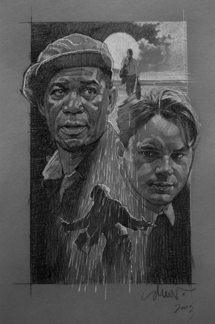 Shawshank Redemption Poster, Drew Struzan, Stephen King Movies, The Shawshank Redemption, Movie Artwork, Film Poster Design, Star Wars Film, Movie Posters Design, Toned Paper