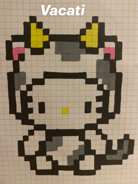 Pixel Art Hello Kitty, Spiderman Pixel Art, Square Drawing, Hello Kitty Cute, Graph Paper Drawings, Pixel Art Tutorial, Easy Pixel Art, Pixel Art Templates, Pixel Drawing