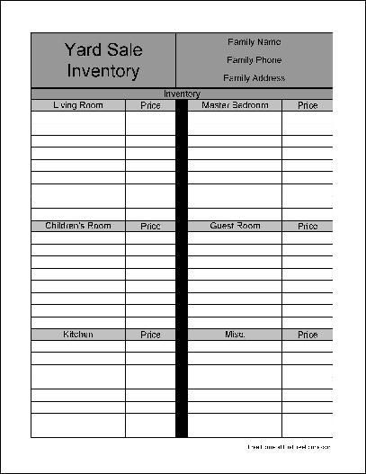 Yard Sale Inventory Printable, Cricut Binder, Yard Sale Printables, Garage Sale Printables, Garage Sale Organization, Resale Business, Inventory Sheet, Garage Sale Tips, Business Tracker