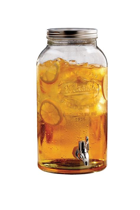 Glass Mason Jar Beverage Dispenser is a large, clear, and beautifully designed beverage dispenser that showcases your drinks at parties and special occasions. This glass drink dispenser works as a great centerpiece, and | Canadian Tire New Years Eve Birthday Party, Mason Jar Drink Dispenser, Glass Drink Dispenser, Glass Beverage Dispenser, Glass Drink, Beverage Dispensers, Beverage Dispenser, Jar Art, Festive Drinks