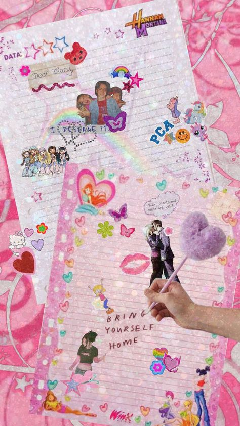 Dear diary ♡ #deardiary #diary #2000s #2000 #nostalgia #nostalgic #glitter #lizziemcguire #winx #hellokitty #paper Early 2000s Aesthetic Pink, Dork Diaries Aesthetic, 2000s Aesthetic Pink, Y2k Diary, 2000 Nostalgia, Early 2000s Aesthetic, Zine Ideas, Dork Diaries, Diary Book