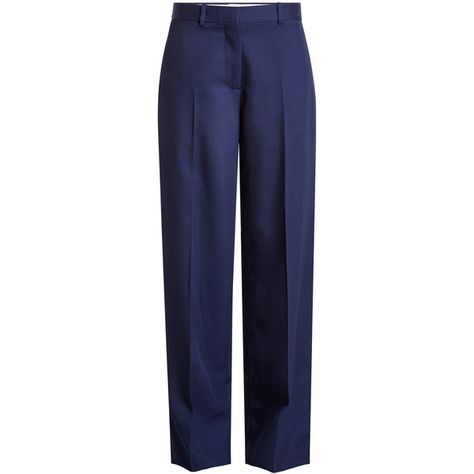 Victoria Beckham Wool Pants (20.365 ARS) ❤ liked on Polyvore featuring pants, blue, wool pants, tapered pants, victoria beckham, structure pants and blue trousers Blue Work Trousers, Working Girl Style, Outrageous Fashion, Khaki Slacks, Slacks Trousers, Blue Dress Pants, Work Trousers, Blue Trousers, Tapered Trousers