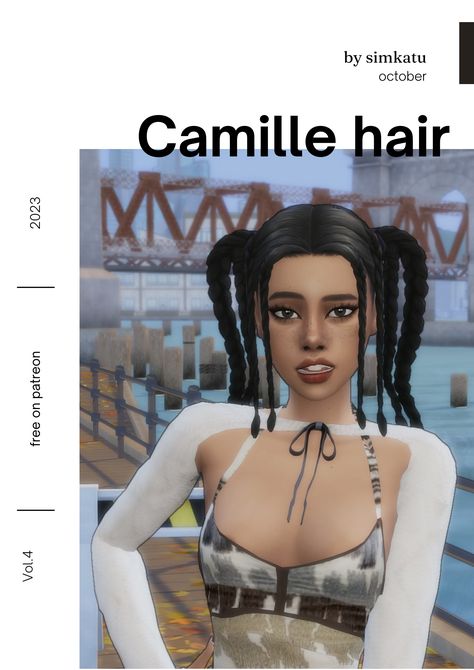 hair cc for the sims 4! free download on... : MMFINDS Sims 4 Braids, Ts4 Hair, Cc Shopping, Medieval Hairstyles, Maxis Match Cc, 4 Braids, Cc Folder, Pelo Sims, The Sims 4 Packs