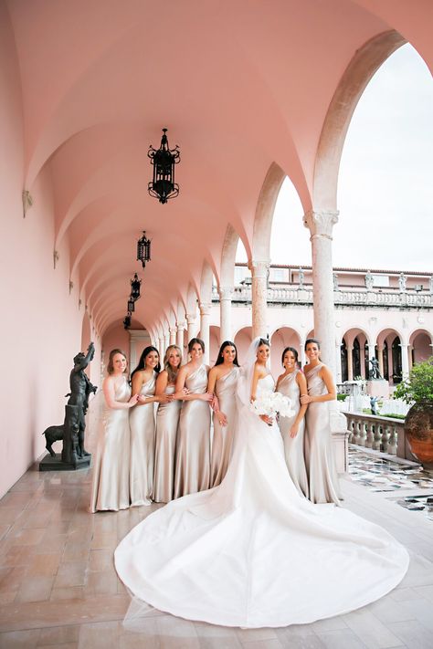 Ringling Museum Sarasota Weddings, Ringling Wedding, Museum Wedding Ceremony, Ringling Museum Wedding, Champagne Dresses, Ringling Museum, Sarasota Wedding, Wedding Design Inspiration, Museum Photography