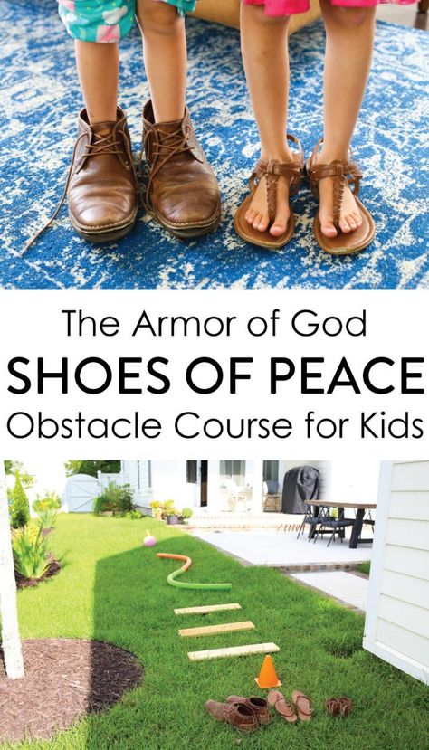 Bible Obstacle Course, Shoes Of The Gospel Of Peace Craft, Shoes Of Peace Armor Of God Craft, Gospel Of Peace Shoes Craft, Shoes Of Peace Armor Of God, Armor Of God Activities For Kids, Shoes Of Peace Craft, Armor Of God Crafts For Kids, Armor Of God Object Lesson