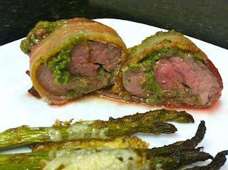 Bacon Wrapped Pesto Stuffed Pork Tenderloin Pesto Pork Tenderloin, Bacon Wrapped Tenderloin, Bacon Wrapped Pork, Pork Fillet, Stuffed Pork, Stuffed Pork Tenderloin, All Recipes, White Meat, Looks Yummy