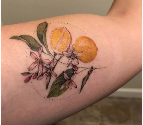 Lemon branch tattoo Lemon Branch Tattoo, Lemon Tree Branch, Lemon Tattoo, Italy Tattoo, Lemon Branch, Second Tattoo, Fruit Tattoo, Neotraditional Tattoo, Me Tattoo