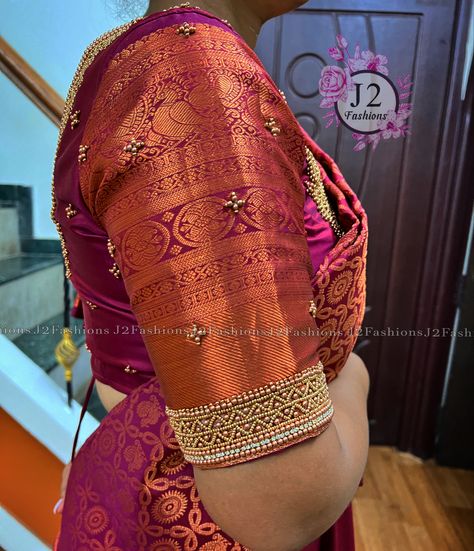 All exclusive bridal/Aari work blouse in very affordable price. Urgent orders also undertaken  5  to 10 days delivery time. ❤ Visit us at chennai , Anna nagar East . ❤ Please call /whatsapp /msg us at +91 9884455842 for appointments. Worldwide shipping, online orders, courier orders and further details. ❤ YouTube : www.youtube.com/j2fashions Facebook page: www.facebook.com/j2fashions.jeba Pintrest : https://in.pinterest.com/Jebajayakumar #j2fashions  #handembroidery #bridalshower  #e Sleves Desine For Blouse Aari Work, Self Design Blouse Aari Work, Copper Saree Blouse Designs Aari Work, Copper Colour Aari Work Blouse, Aari Work Blouse New Design, Arry Work Blouse Designs, Simple Bridal Aari Work Blouse Designs, Copper Aariwork Blouse, Copper Work Blouse Design