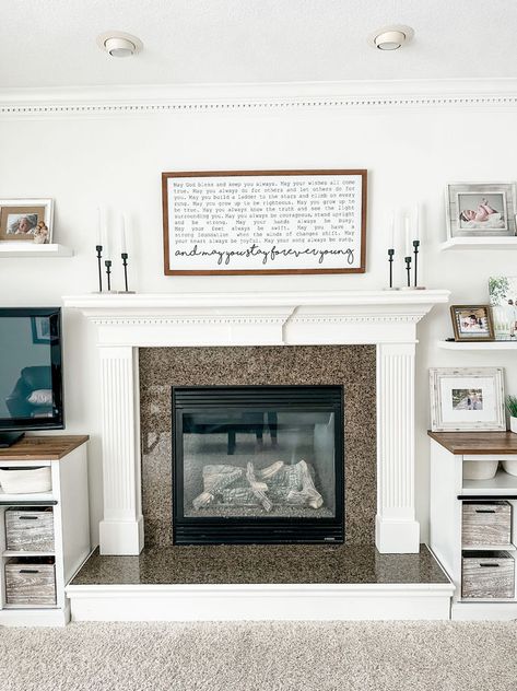 Painting the Granite Fireplace Surround and Hearth Cover Granite Fireplace, Painted Granite Fireplace, Tile Over Granite Fireplace Surround, Painting Granite Fireplace, Fireplace With Granite Surround, Painting Granite, Granite Fireplace Surround, Fantasy Brown Granite, Fireplace Mantle Ideas