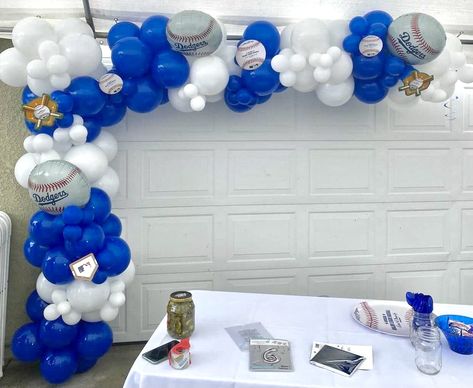 Dodgers Balloon garland Sports balloon garland Dodger Balloon Garland, Dodgers Theme Birthday Party, Dodger Party Ideas, La Dodgers Birthday Party, Baseball Balloons, Dodgers Birthday Party, Dodgers Cake, Dodgers Party, Baseball Baby Shower Theme