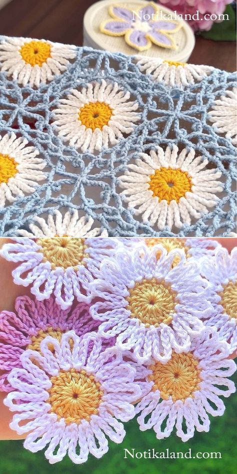 Crochet Lace Flower Square, Lacy Square Crochet Pattern, Lacy Flower Granny Square, Lacy Crochet Granny Squares, Crochet Large Flower Granny Square, Crochet Flower Vest Pattern Free, Crochet Flower Cover Up, Crochet Lace Cover Up, Chunky Daisy Crochet