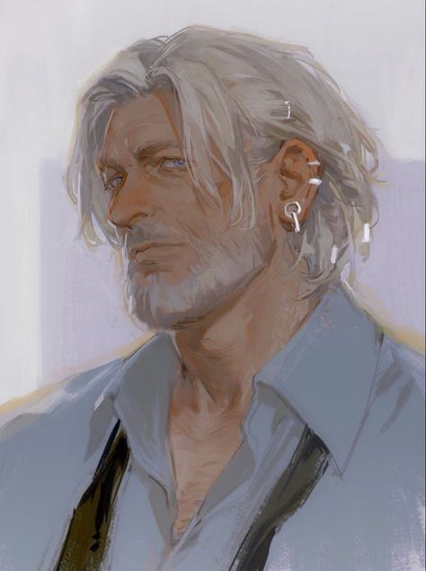 Detroit Being Human, Detroit Become Human, Guy Drawing, Character Design Male, Male Art, Dnd Characters, Old Man, Painting Style, Character Design Inspiration