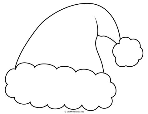 Santa Claus hat coloring page Christmas Hat Painting, Snowman Hat Pattern Printable, Santa Hat Coloring Page, Christmas Hat Template, Santa Hat Outline, Santa Hat Template Free Printable, Santa Hat Template, Santa Hat Drawing, Snowman Hat Pattern