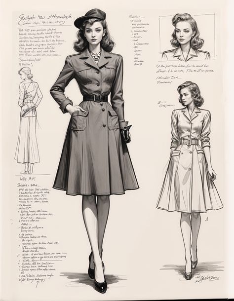 1947 Fashion Women, 1940s Photos Women, 1930s Woman Fashion, 1940s Glamour Fashion, Retro Elegant Dress, 1940s Fashion Modern, 1940s Trench Coat, 1949 Fashion Women, 1940s Italian Fashion