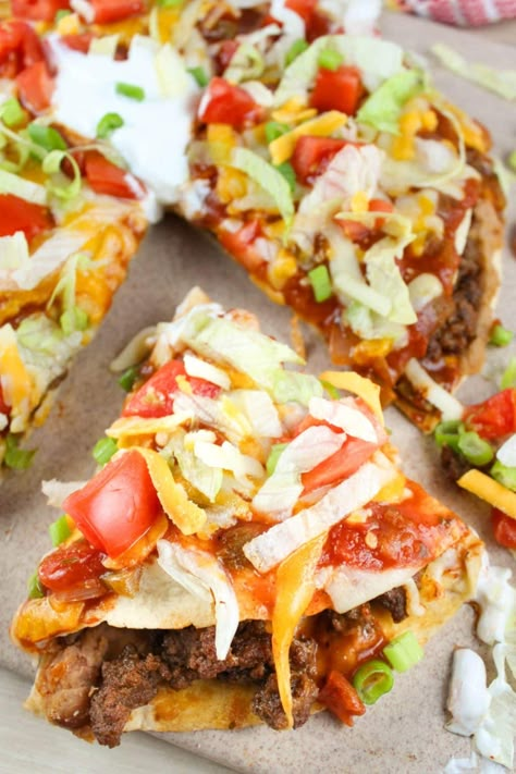 Air Fryer Taco Pizza, How To Fry Tortillas, Air Fryer Tacos Flour Tortillas, Air Fryer Mexican Pizza, Taco Bell Refried Beans Recipe, Taco Shells In Air Fryer, Ways To Use Ground Beef, Flour Tortilla Pizza, Ground Beef Refried Beans