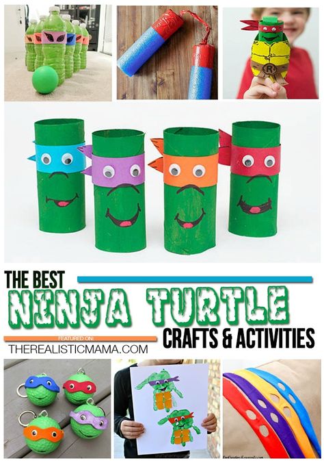 The Best Ninja Turtle Crafts and Activities Ninja Turtle Crafts, Tmnt Games, Ninja Crafts, Turtle Birthday Parties, Animals Jokes, Tmnt Birthday, Ninja Turtles Birthday Party, Tmnt Party, Ninjago Birthday