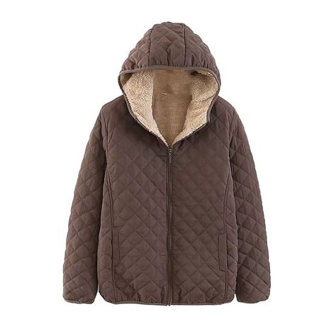 Winter Coats For Women Casual Loose Warm Comfy Thick Plus Size Hoodies Solid Plaid Zipper Long Sleeve Fleece Jackets Plaid Outerwear, Casual Winter Coat, Winter Coat Parka, Warm Winter Jackets, Winter Fashion Coats, Winter Parka, Quilt Jacket, Winter Outerwear, Padded Coat