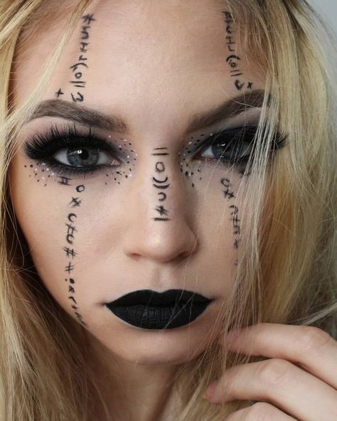 Enchantress Makeup Halloween, Satanic Makeup, Enchantress Makeup, Enchantress Costume, Witchy Makeup, Joker Makeup, Witch Makeup, Halloween Makeup Inspiration, Sky Photography Nature