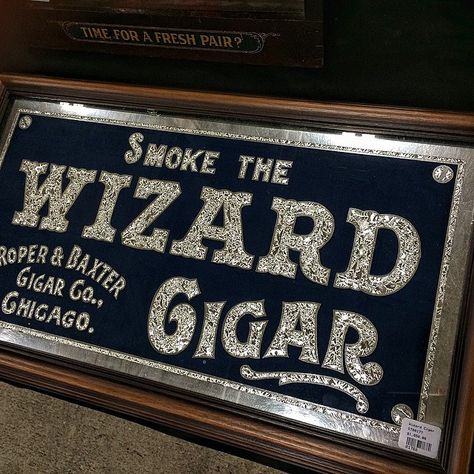 A reverse glass cigar sign I wanted badly to walk away with from #indyadshow That type caught all the light just right. #typehunter #typehunting #badgehunting #vintageadvertising #vintagesign #signs Gold Leaf Signs, Glass Signs, Glass Signage, Painting Lettering, Sign Painting Lettering, Sign Painting, Mirror Sign, Kustom Kulture, Sign Ideas