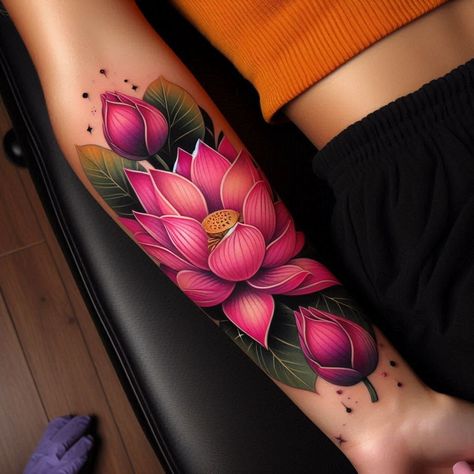 15 Spiritual and Symbolic Lotus Flower Tattoo Ideas to Represent Growth and Renewal 6 Lotus Hand Tattoos For Women, Lotus Growth Tattoo, Wrist Tattoos For Women Flower, Spiritual Awakening Tattoo, Lotus Tattoo Color, Traditional Lotus Tattoo, Lotus Strength Tattoo, Open Lotus Flower Tattoo, Lotus Flower Tattoo Color