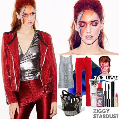 David Bowie Halloween Costume Women, David Bowie Costume Ziggy Stardust, Bowie Halloween Costume, David Bowie Halloween Costume, David Bowie Halloween, Ziggy Stardust Costume, David Bowie Makeup, David Bowie Costume, Zombie Couple Costume