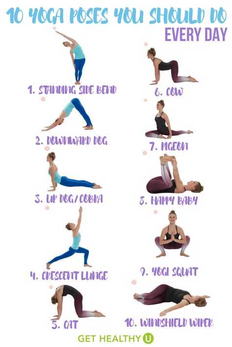 Daily Yoga Routine, 10 Yoga Poses, Yoga Beginners, Latihan Yoga, Yoga Posen, Basic Yoga, Yoga Moves, Easy Yoga Poses, Yoga Exercises