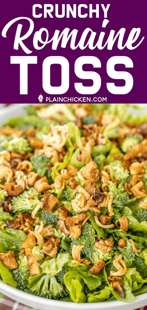 Broccoli Ramen, Lettuce Salad Recipes, Lettuce Recipes, Ramen Salad, Ramen Noodle Salad, Super Salads, Romaine Salad, Crunchy Salad, Dinner Salad