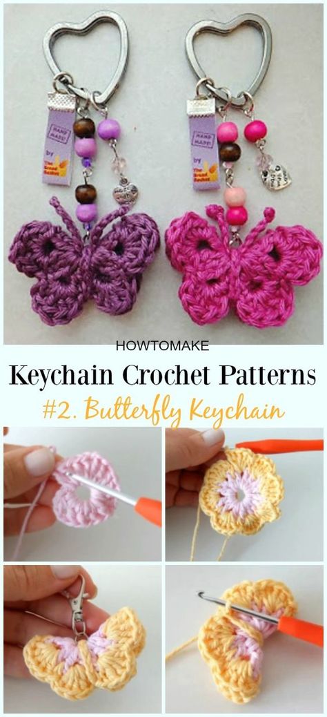 Crochet Butterfly Free Pattern, Crochet Butterfly Pattern, Butterfly Tutorial, Crochet Bookmark Pattern, Keychain Pattern, Crochet Keychain Pattern, Crochet Butterfly, Crochet Bookmarks, Haken Baby