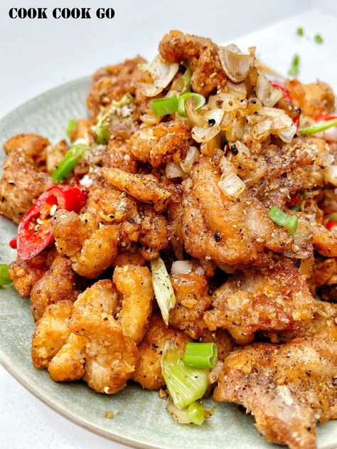 Salt and Pepper Crispy Chicken - COOK COOK GO Shrimp Tofu Recipe, Salt And Chilli Chicken, Salt Pepper Chicken, Stuffed Bell Peppers Chicken, Chicken Cook, Salt And Pepper Shrimp, Salt And Pepper Chicken, Chinese Cooking Wine, Jalapeno Recipes